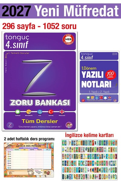 Tonguç Yayınları 4. Sınıf 2027 Tüm Dersler Zoru Bankası 1. Dönem Yazılı Notları