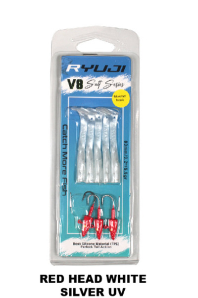 RYUJI V8 8Cm 5.5Gr Silikon Yem Red Head White Silver