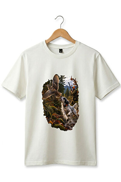 The Baski Unisex Outdoor Hunting Setter and Partridge Hunting T-shirt με στάμ...