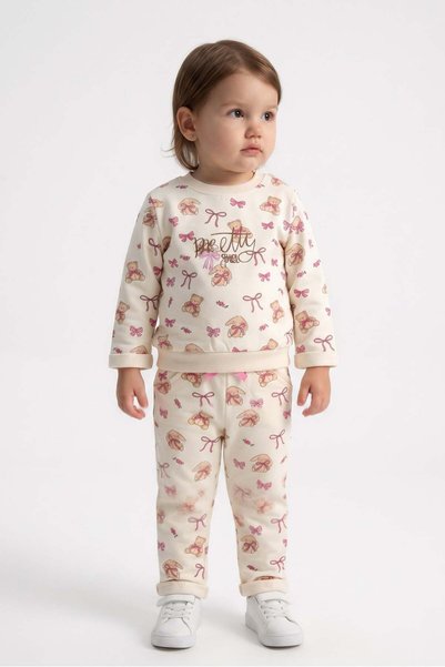 Minipomes Baby Girl Prety Girl Tracksuit Set Beige