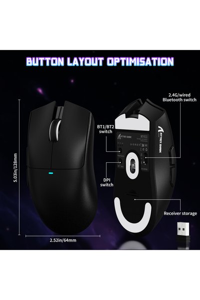 Attack Shark X11SE Gaming Mouse, PixArt PAW3311 Gaming Sensor, BT/2.4G Wireless/Wired
