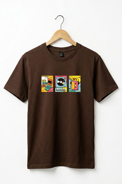 The Baski Tricou unisex cu mânecă scurtă, cu imprimeu retro, vintage, 100% bu...