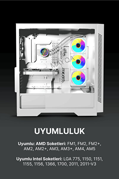 GAMETECH AHD360 360MM ARGB AYNALI FAN BEYAZ SIVI SOĞUTMA