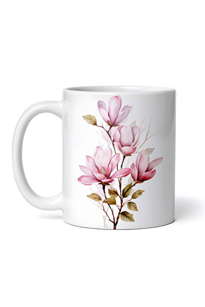 INOVATIX Personalized white mug, Branch with blooming magnolias, INOVATIX®. 3...