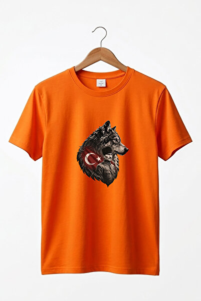 The Baski Tricou de bază cu gât rotund, 100% bumbac, cu steagul turcesc Atatu...
