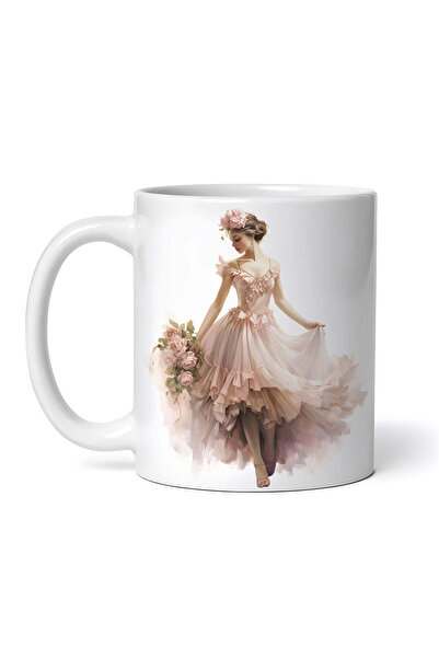 INOVATIX Personalized white mug, Vintage evening dress with ruffles, INOVATIX...