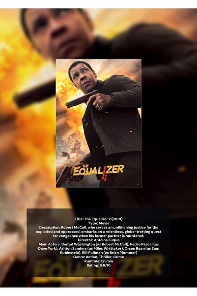 OEM Αφίσα Ινφογραφικό The Equalizer 2, Ταινία Δράσης, Χαρτόνι 250γρ, Α4