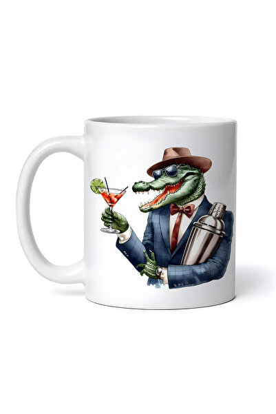 INOVATIX Personalized white mug, Crocodile bartender, INOVATIX®. 330ml