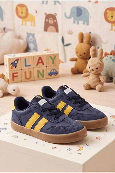 Tonny Black Children's Unisex Navy Blue Yellow Microlight Sole Comfortable La...