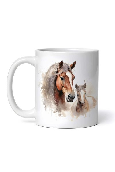 INOVATIX Personalized white mug, Horse and foal with white spot on forehead, ...