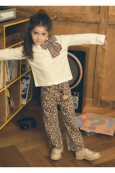 MAYORAL Girl's Leopard Pattern Trousers Castana 4519