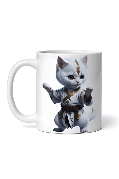INOVATIX Personalized white mug, Samurai Cat, INOVATIX®. 330ml