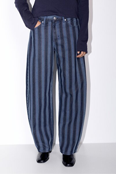 Pull & Bear Çizgili barrel fit jean
