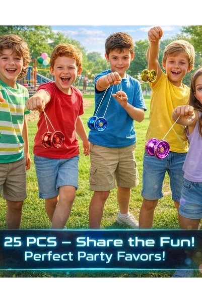 MAGICVAULT MAGIC VAULT 25 PCS Metallic Yo-Yo Mega Pack – Chrome Finish YoYo Bulk Set, 5 Colors, Party Favors, Birthday Return Gifts
