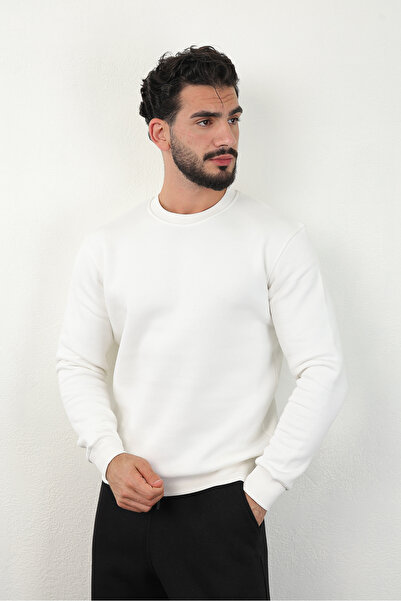 brz braazi Men's Cotton Crew Neck Black Sweatshirt with Fleece Inside