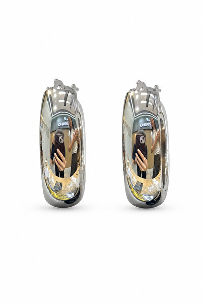 Jack Ferrero Modern and Stylish Pair of Glossy Gray Thick Hoop Earrings - for...