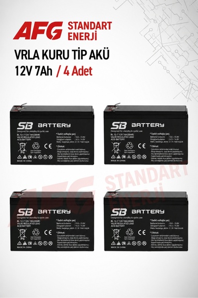 SB BATTERY 4 ADET 12V 7AH BAKIMSIZ KURU AKÜ