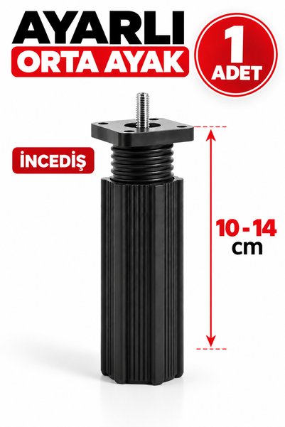 Genel Markalar Ayarlı Orta Ayak 10-14 cm 1 Adet – İnce Dişli Yükseklik Ayarlı...