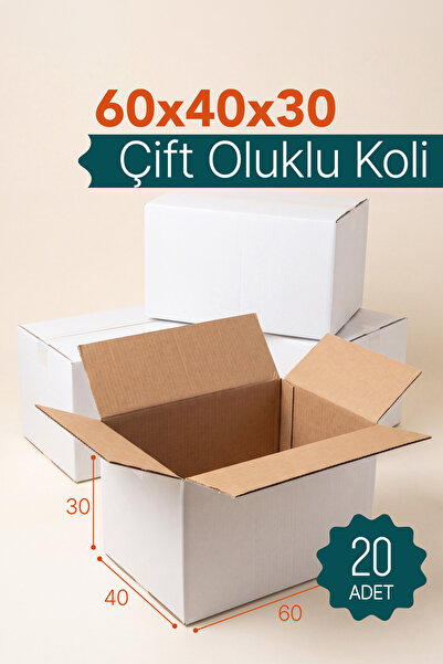 kartonya 20 Adet 60x40x30 cm Büyük Boy Taşınma Kolisi – BC Dalga Çift Oluklu ...