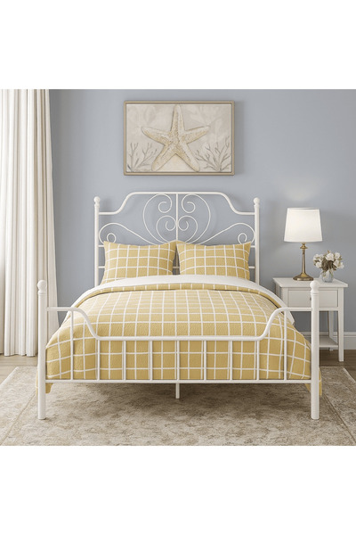 LastHome سرير حديدي أبيض 90-190 سم
