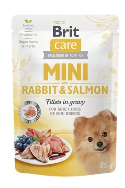 Brit Care Mini Irk Yetişkin Köpekler İçin Sos İçinde Tavşan Etli & Somon Balıklı Fileto Parçaları 85