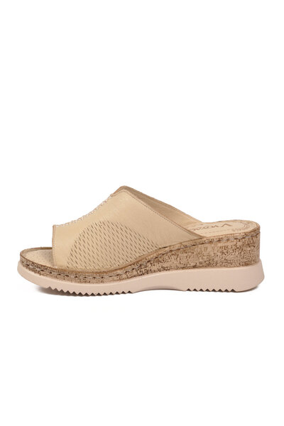 Voyager Beige Genuine Leather Soft Thick Comfortable Sole Wedge Sole Women's ...