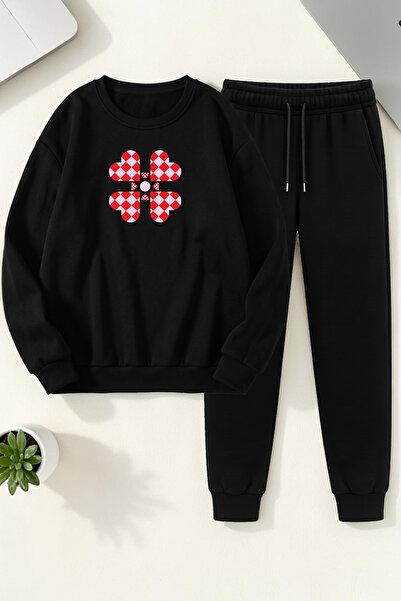 uyguntarz Unisex Yoncakalp Printed Crew Neck Sweatshirt - 2-Piece Tracksuit Set