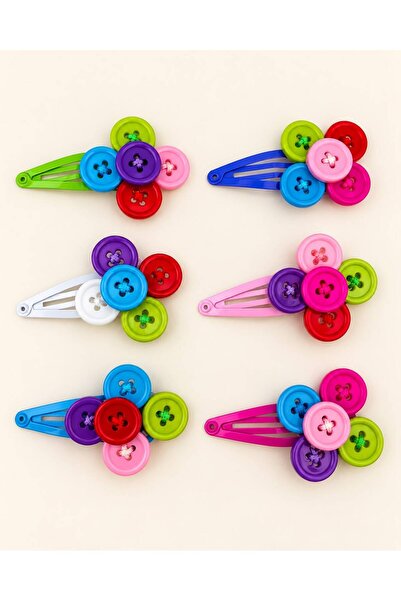 İnDerin Girl's 6-Piece Figured Snap Buckle Set Children's Hair Clips