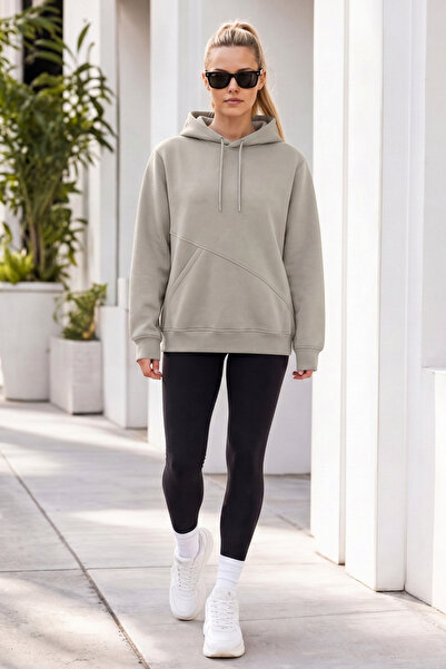 STRAVON Women's Winter 3-Strand Fleece Hooded Oversize Sweatshirt with Cut-Ou...