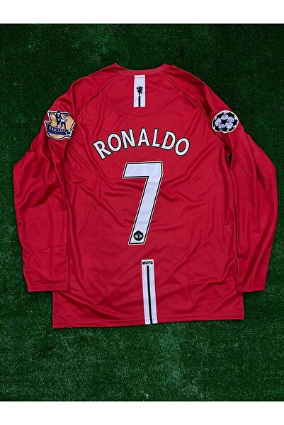 Cristiano Ronaldo Manchester United Kırmızı Renk Uzun Kol Nostalji Forma