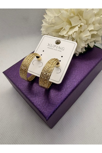 XUPING JEWELRY 14K RENGİ TIRTIKLI TEL KIRMA MODEL ÇELİK HALKA KÜPE
