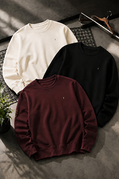 COMBİNE MİCHAİL Men's Premium Embroidered Comfortable 3-Piece Sweatshirt