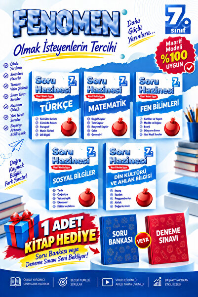 Fenomen Yayıncılık Nartest 7 sınıf Türkçe matematik fen sosyal din soru hazinesi