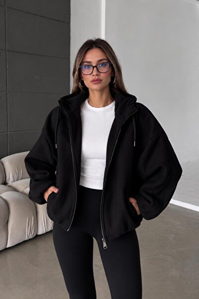 MyBella Bomber Kalıp Ceket Kadın İthal Tüylenmez Kaşe Kaban