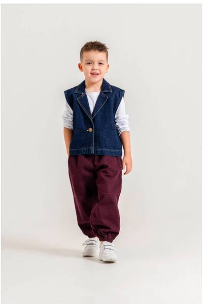 Dizi Pensli Gabardin Çocuk Pantolon Unisex
