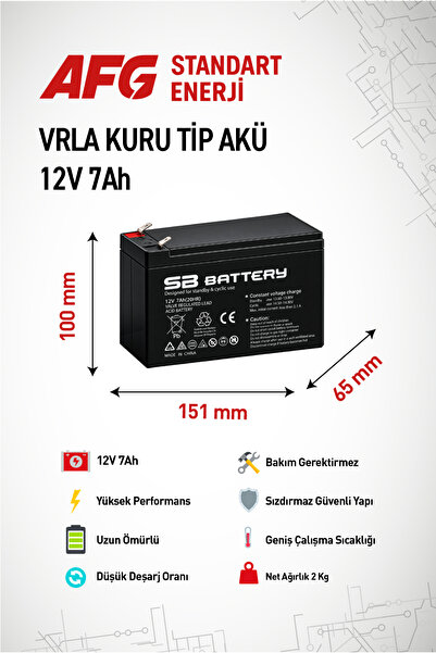 SB BATTERY 8 ADET 12V 7AH BAKIMSIZ KURU AKÜ