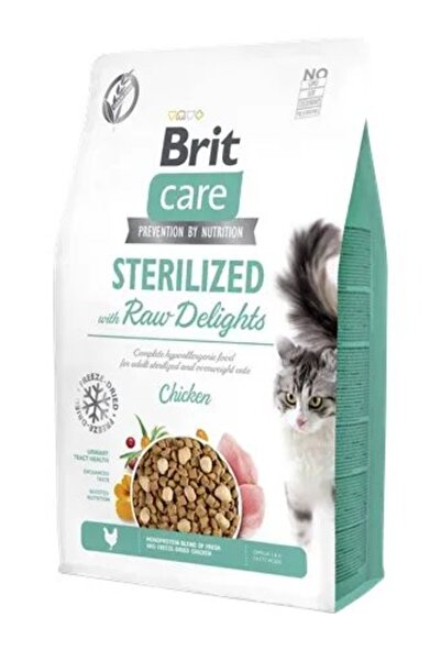 Brit Care Sterilized Raw Delight, Kısırlaştırılmış Kediler için Tavuk Etli Do...