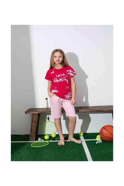 AYKİDSCLUP Girl's Summer Lycra Combed Cotton Bottom-Top Shorts Set 3049-50P