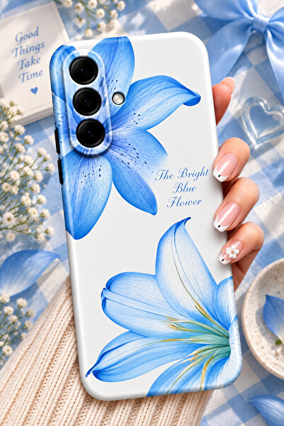 Kipgsm Samsung Galaxy S26 Plus Uyumlu Kılıf Mavi Çiçek Desenli Kamera Korumal...