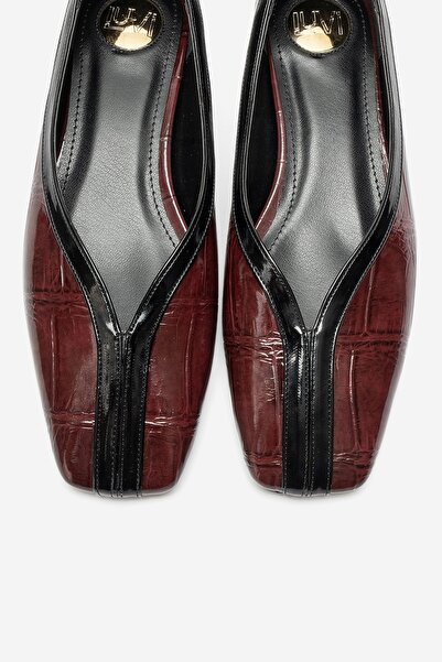 LuviShoes Helene Burgundy Print Women's Ballerina Shoes