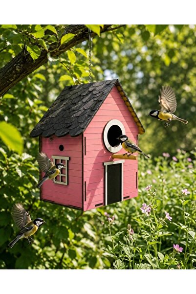 WoodenZoo Ahşap Dekoratif Kuş Evi Yuvası, Yuvalık, Balkon , Bahçe Aksesuarı (...
