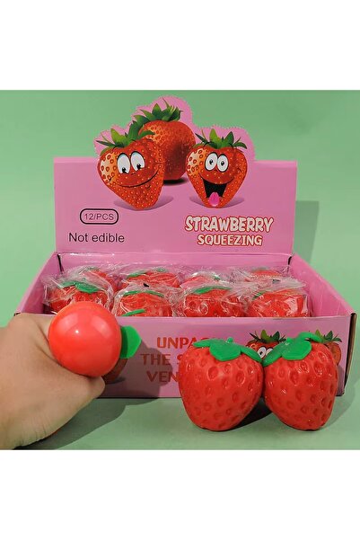 vattara Çilek Squishy Sulu Model Cıvık Ses Çıkartan Çilek Sukuşi Stres Oyuncağı 1 Adet Gönderilecektir