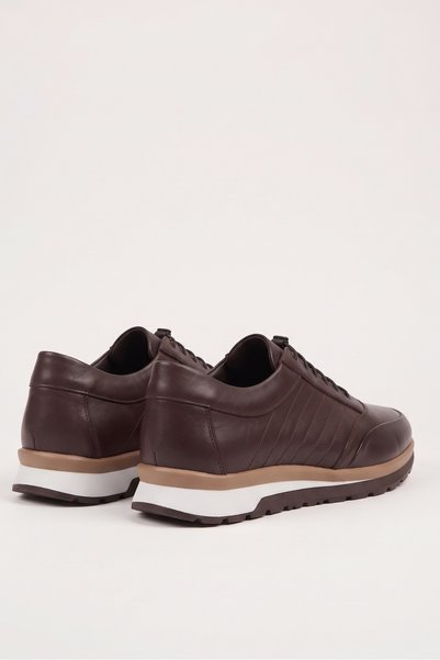 LUSIVE 100% Genuine Leather Brown Elastic Comfortable Casual Men's Shoes Luass30Al0065