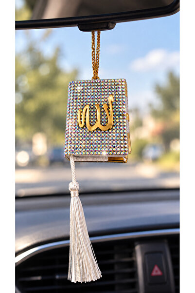 EFEAKS Holographic Stone Allah Word Car Rearview Mirror Ornament – Premium Au...