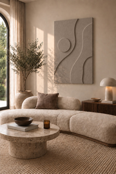 Lotus Home&More SOLVİA - El Yapımı 3 Boyutlu Dokulu Doğal Taş Alçı Rölyef Tab...