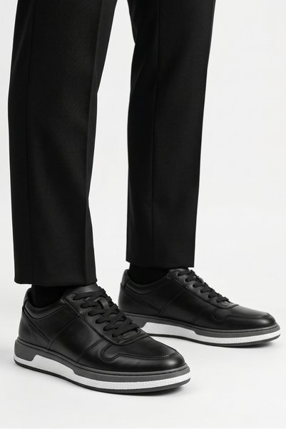 LUSIVE 100% Genuine Leather Black Lace-Up Comfortable Casual Men's Shoes Luass30Al0067