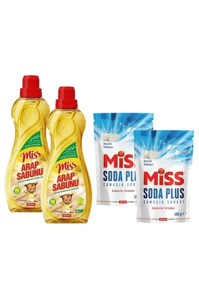 Miss Soda Plus Beyaz Sabun Kokulu Çamaşır Sodası 500 Gr ve Arap Sabunu 1 lt 4...