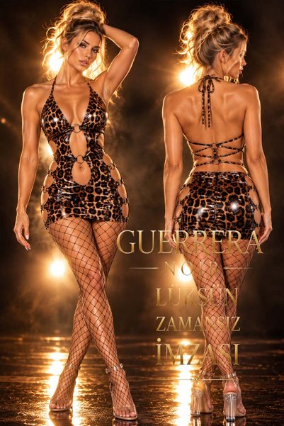 GUERRERA NOIR Fantezi Zalzalah Kreasyon Leopar Metal Halka Detaylar CLUBWEAR SET ASALETİN SESSİZ İFADESİ