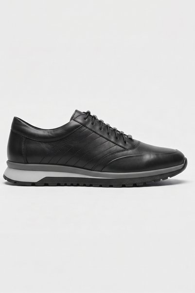 LUSIVE 100% Genuine Leather Black Elastic Comfortable Casual Men's Shoes Luass30Al0065
