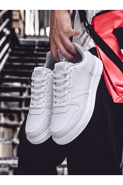 Günlük Erkek Beyaz Sneaker Bağcıklı Rahat Ortopedik Spor Ayakkabı